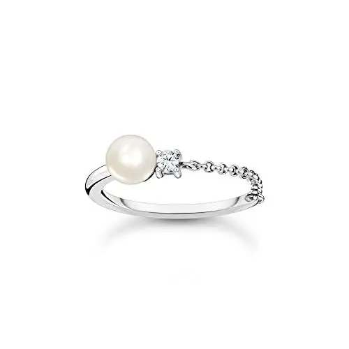 Produktbild: THOMAS SABO Damen Ring Perle mit weißem Stein Silber 925 Sterlingsilber TR2369-167-14