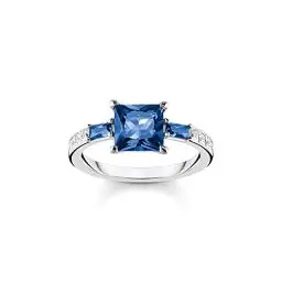 Produktbild: THOMAS SABO Damen Ring mit blauen und weissen Steinen Silber 925 Sterlingsilber TR2380-166-1
