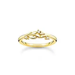 Produktbild: THOMAS SABO Ring Blätter mit Steinen vergoldetes Silber TR2376-414-14-54