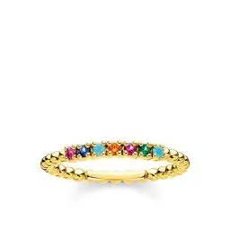 Produktbild: THOMAS SABO Ring Kugeln farbige Steine gold vergoldetes Silber TR2323-488-7-56