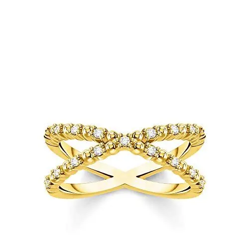 Produktbild: THOMAS SABO Ring Kugeln mit weißen Steinen gold vergoldetes Silber TR2318-414-14-56