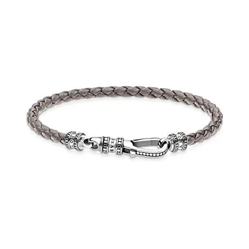 Produktbild: THOMAS SABO Unisex Lederarmband grau 925 Sterling Silber geschwärzt Leder A2012-682-5