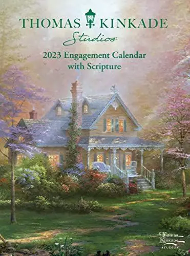 Produktbild: Thomas Kinkade: Engagement Calendar with Scripture 2023: Original Andrews McMeel-Tischkalender (Kalendar) (Agenda-Ringbuch)