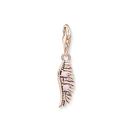 Produktbild: Thomas Sabo Charm-Anhänger Phönix Feder mit rosa Steinen vergoldetes Silber 1906-323-9
