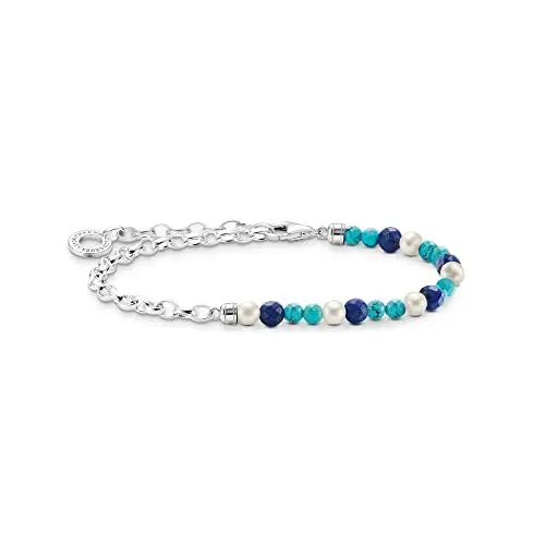 Produktbild: Thomas Sabo Armband mit blauen Steinen und Perlen 925 Sterling Silber A2100-056-7-L17