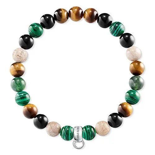 Produktbild: Thomas Sabo Damen Charm-Armband Tigerauge Malachit Jaspis Obsidian Charm Club 925 Sterling Silber X0217-947-7