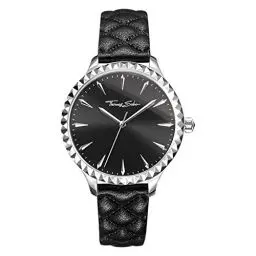 Produktbild: Thomas Sabo Damen Armbanduhr Rebel at Heart Analog Mechanik Leder Schwarz Silber WA0321-203-203-38 MM