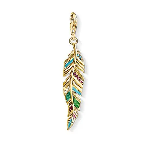 Produktbild: Thomas Sabo Damen Charm-Anhänger Ethno Feder bunt 925 Sterling Silber Y0033-471-7