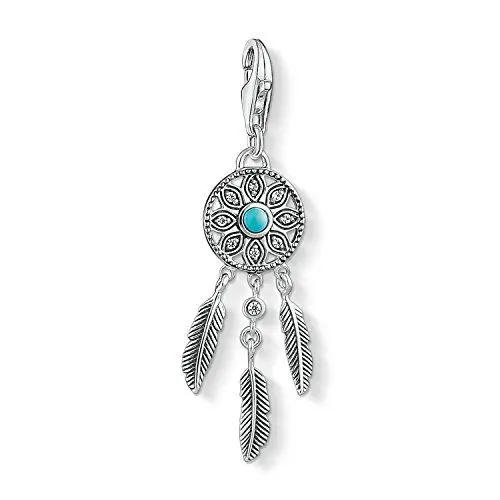 Produktbild: Thomas Sabo Damen Charm-Anhänger Ethno Traumfänger Charm Club Zirkonia Weiß Türkis 925 Sterling Silber 1326-646-17
