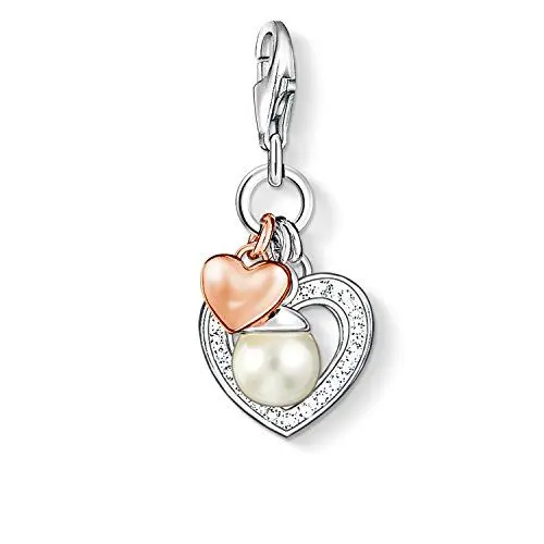 Produktbild: Thomas Sabo Damen Charm-Anhänger Herzen Süßwasserzuchtperle Charm Club 925 Sterling Silber 0937-426-14