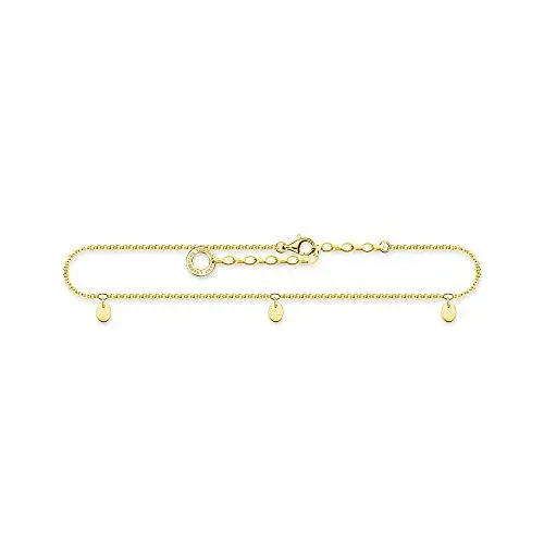 Produktbild: Thomas Sabo Damen Fußkette mit 3 Plättchen 925er Sterlingsilber 750er Gelbgold Vergoldung, AK0025-413-39-L27V