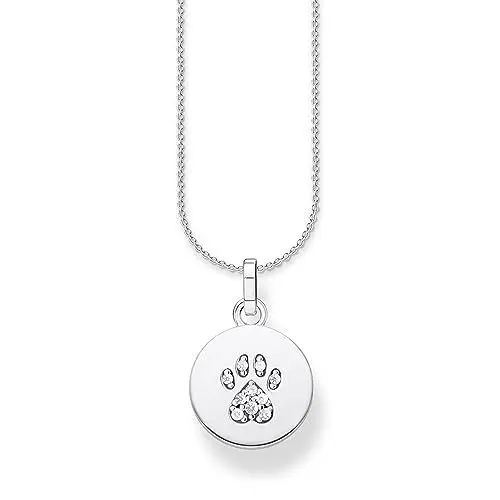 Produktbild: Thomas Sabo Damen Halskette mit Anhänger Pfotenabdruck 925er Sterlingsilber mit Zirkonia, Größe: ca. 38cm - 42cm, SCKE150287