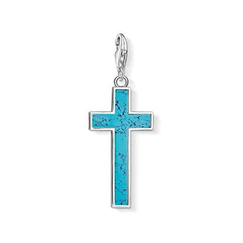 Produktbild: Thomas Sabo Damen Herren-Charm-Anhänger Türkises Kreuz Charm Club 925 Sterling Silber Y0021-404-17