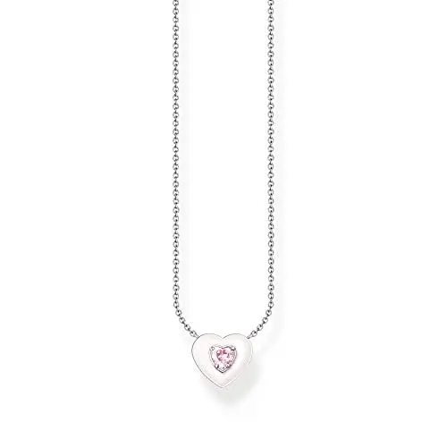Produktbild: Thomas Sabo Damen Kette Herz mit pinkem Stein Silber, aus 925er Sterlingsilber mit Herz-Anhänger, Länge 45cm, KE2184-041-9-L45v
