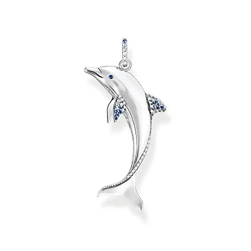 Produktbild: Thomas Sabo Damen Ketten Anhänger Delfin, mit mehreren Zirkoniasteinen, 925er Sterlingsilber geschwärzt, Maße: 44 x 10 mm, PE932-644-1