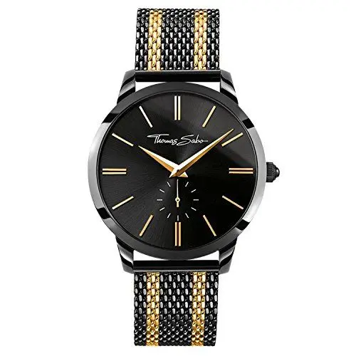 Produktbild: Thomas Sabo Herren-Armbanduhr REBEL SPIRIT Mesh Bico Black Gold Chronograph Quarz Edelstahl WA0281-284-203-42 mm