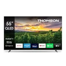 Produktbild: Thomson 55 Zoll (139 cm) QLED Fernseher Smart Android TV (WLAN, HDR, Triple Tuner DVB-C/S2/T2, Sprachsteuerung) – 55QA2S13-2023