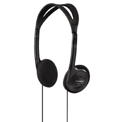 Produktbild: Thomson Stereo-HED1115 Leichtkopfhörer mit Kabel (kabelgebundene Kopfhörer On-Ear, 52 g, 27-mm-Membrane, 95 dB), Schwarz, 1.2m