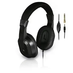 Produktbild: Thomson TV-Kopfhörer mit langem Kabel (Over-Ear, 8m Kabellänge, zum Fernsehen und Musik hören, mit Lautstärkeregler, 3,5mm Klinkenstecker inkl. 6,35mm Adapter, Stereo-Fernsehkopfhörer) schwarz 132469