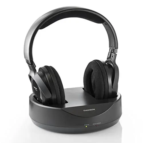 Produktbild: Thomson kabelloser Funk-Kopfhörer mit Ladestation (Over-Ear-Kopfhörer für Fernseher/TV, schnurloser Kopfhörer mit Reichweite 100 m, 863 MHz, PLL-System) Schwarz