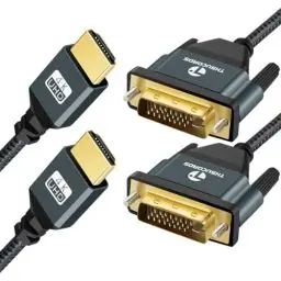 Produktbild: Thsucords 4K HDMI zu DVI Kabel 2M 2 Stück, Vergoldetes geflochtenes DVI zu HDMI Kabel Bidirektional kompatibel mit Projektor, Laptop, TV, PC, DVD Player