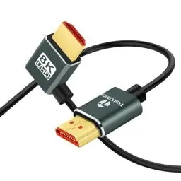 Produktbild: Thsucords Ultradünnes 8K HDMI Winkelstecker 2.1 90 Grad Linkswinkliges Kabel 2M, Flexibles Schlankes Hochgeschwindigkeitskabel, Unterstützt 4K @120Hz, 8K @60Hz, Kompatibel mit Roku TV/HDTV/PS5/Blu-ray