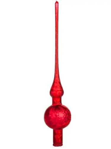 Produktbild: Thüringer Glasdesign Christbaumspitze 28cm | Weihnachtsbaumspitze aus Glas | Spitze Made in Germany (rot Eislack)