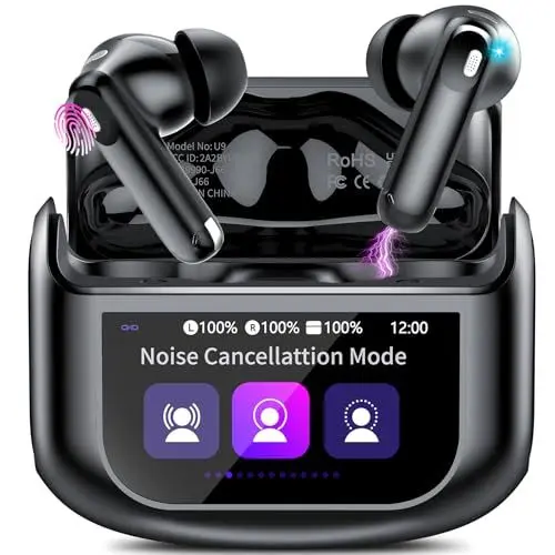 Produktbild: Thunelec Touchscreen Bluetooth Kopfhörer, In Ear Kopfhörer Kabellos Bluetooth 5.4 mit ANC+ENC Noise Cancelling Mic, 48Std Immersiver Tiefer Bass Earbuds mit 5 EQ-Modi, IP7 Wasserdicht Ohrhörer, USB-C