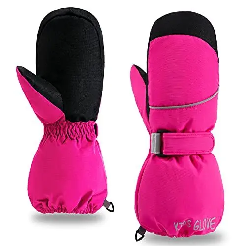 Produktbild: ThxToms Kinder Ski Handschuhe Fäustlinge | Winter Handschuhe -15℃ Winddicht Wasserdicht Warm | Oxford Verdickt Kalt Wetter | Outdoor Sports Snowboard Skifahren | für Junge und Mädchen