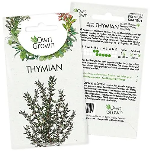 Produktbild: Thymian Samen: Premium Kräuter Samen zur Anzucht von ca. 500 Thymian Pflanzen – Der Duft der Thymian Pflanze im Hochbeet, Balkon oder Garten – Kräuter Saatgut für schöne Kräuter Pflanzen von OwnGrown