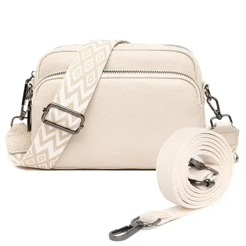 Produktbild: TIAASTAP Damen Handy Umhängetasche Echtes Leder Crossbody Bag Damen Handytasche zum Umhängen, Umhängetasche Damen Klein Moderne Taschen mit Breitem Schultergurt u 3 fächern