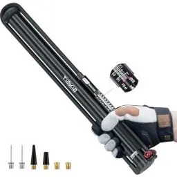 Produktbild: Tiakia Fahrrad Standpumpe mit Manometer Hochdruck Kompakte Fahrradpumpe Aluminium Reifenpumpe Tragbare Bike Luftpumpe Schrader Presta Ventil für Straße Mountainbike (Standpumpe 260PSI/18BAR)