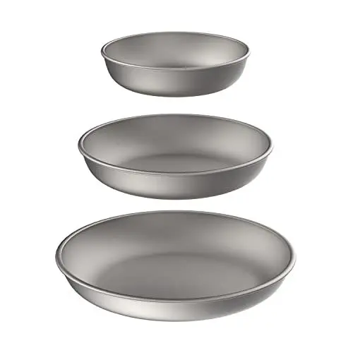 Produktbild: TIANDLIFE Camping Geschirr Teller, Titan Camping Teller Pan Outdoor Camping Pfanne Geschirrset Outdoor Ultraleicht Kochgeschirr Freien Wandern Picknick BBQ