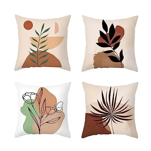 Produktbild: TIANLIN Kissenbezug Beige, Kissenbezug 45x45 4er Set, Kissenset für Sofa, Boho Kissenbezug, Weich Und Bequem, Geeignet für Kissen und Sitzkissen 45 x 45 cm