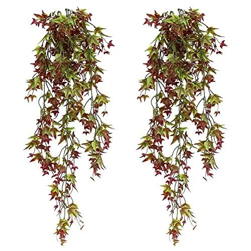 Produktbild: TIANLIN Künstliche Pflanzen Hängend, 2 Stück Herbstdeko Outdoor, Kunst Hängepflanze, 27,8 Zoll Herbstdeko, Geeignet für Haus, Garten, Hochzeiten, Feiern