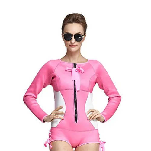 Produktbild: Damen Lange Ärmel 2mm Neopren Neoprenanzug Overall Surfender Anzug Bescheidene Bademode (Rosa, Int'l XL)