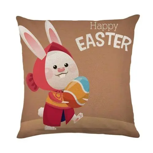 Produktbild: TianWlio Frohe Ostern Kissenbezug Dekorativ Kissenbezüge Kissenbezüge 45,7 x 45,7 cm Osterhasen Ei Blumendrucke Dekokissenbezug Set fröhliche Ostern Osterhase Kissenhülle Hase (G One Size)