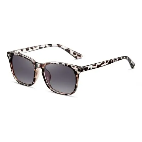 Produktbild: TIANYESY Polarisierte Sonnenbrille Herren Damen Rechteck Designer Schwarz UV-Schutz Damen Sonnenbrille für das Fahren Angeln im Freien (White Bean Flower Rahmen/graue Linse)