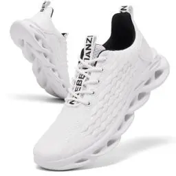 Produktbild: TIANZEBEN Herren Schuhe Turnschuhe Sportschuhe Laufschuhe Running Tennis Walkingschuhe Fitnessstudio Sneaker Freizeit Fashion Leichtgewichts Atmungsaktiv Weiß 45