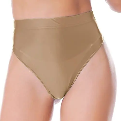 Produktbild: TiaoBug Damen Hotpants Sexy Unterwäsche Transparent Booty Shorts Hoher Beinausschnitt String Tanga Verführerische Dessous Coffee C XL