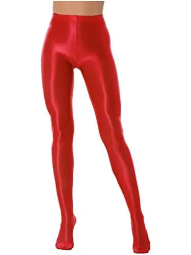 Produktbild: TiaoBug Damen Strumpfhose 70 Den glossy Glänzende Hose Pants Leggings Tights Modisch Matt mit Glanz Fein Strumpfhosen Weinrot Öl M