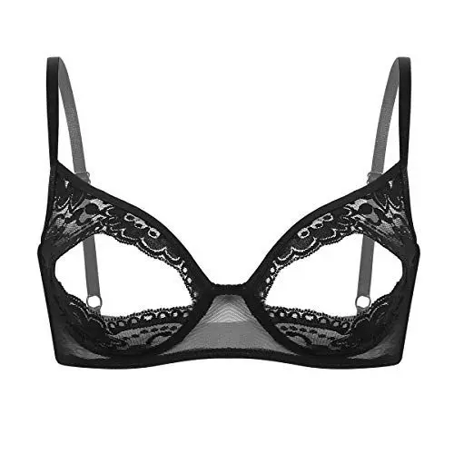 Produktbild: TiaoBug Damen sexy Dessous Erotik BH Bra Frauen Reizvolle Oberteil Reizwäsche Transparente Spitze Unterwäsche Offene Brust Verführerische Lingerie Cupless L