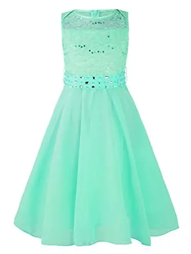Produktbild: TiaoBug Festlich Mädchen Kleid für Kinder Prinzessin Spitzen Kleider Hochzeit Blumenmädchenkleid 92 104 116 128 140 152 164 Mintgrün 116
