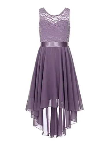 Produktbild: TiaoBug Festlich Mädchen Kleider Hochzeit Partykleid Prinzessin Brautjungfern Kleid Blumenmädchen Kleidung Festkleider Violett B 140