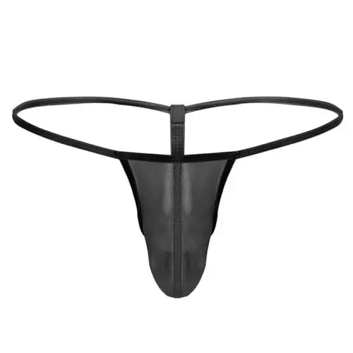 Produktbild: TiaoBug Herren String Tangas transparente Unterwäsche Low Rise Slips Bikini G-String Unterhose T Back Thongs sexy Underwear Hose Pants Dessous Männer Reizwäsche Schwarz Einheitsgröße
