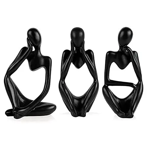 Produktbild: Tibeoyad 3 Stück Denker Statuen Deko, Abstrakte Statue Resin Skulptur Figuren Denker Dekoration Wohnzimmer Bücherregal Schlafzimmer Bür