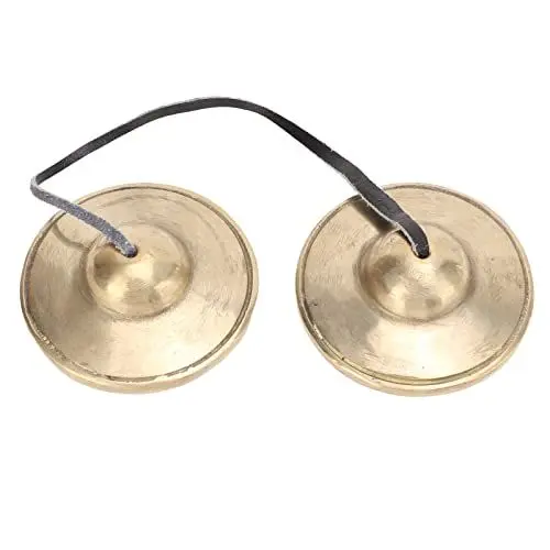 Produktbild: Tibetische Tingsha Zimbeln Meditation Glockenspiel Glocken, 2,7 Zoll Messing Starke Klangdurchdringung Tingsha Cymbals Glocken, Leichtes Gewicht Tragbare Tingsha Zimbeln Glocken Om Mane Padme Hum