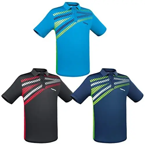 Produktbild: Tibhar Tischtennis Trikot Herren Spectra | Tischtennis Shirt | Tischtennis Polo-Hemd | Kinder-Größen | Polyester (3XL, schwarz)