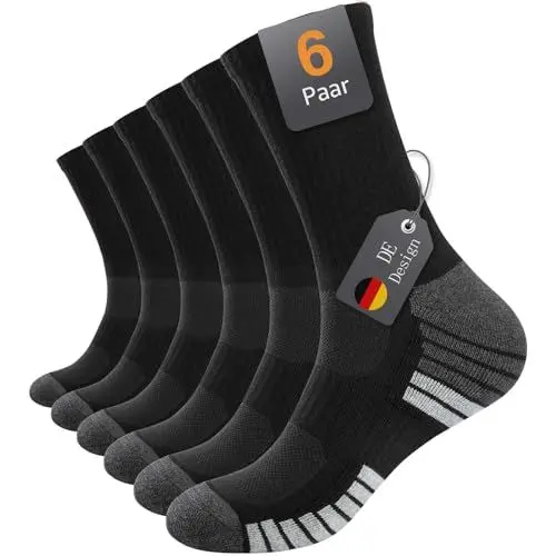 Produktbild: TIBISI Socken Herren Damen Wandersocken Arbeitsocken Sportsocken Tennissocken Laufensocken Baumwolle Atmungsaktiv 5/6 paar