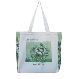 Produktbild: Tibroni Canvas Tote Bag Aesthetic Damen Stofftaschen Groß Vintage Jutebeutel Bedruckt mit Reißverschluss, Einkaufstasche Bag, Taschen Umhängetasche für Uni Arbeit